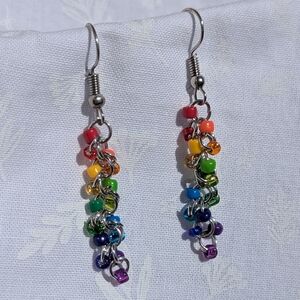 Vibrant Red and Orange Dangle Earrings